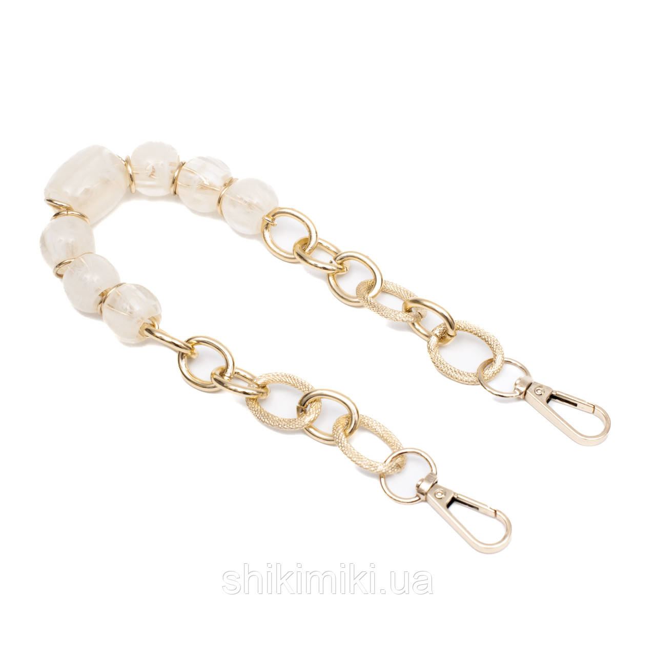 Ручки для сумок під натуральний камінь яшма із ланцюжком і карабінами, фото 1