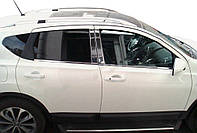 Хром дверных стоек (4 шт, нерж) -20242, OmsaLine - Итальянская нержавейка для Nissan Qashqai 2007-2010 гг.