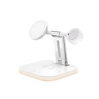 Зарядка Qi 3in1 LED Magnetic wireless charger JYD-WC101 |15W Max| white