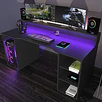 Компьютерный стол с подсветкой , игровой стол современный Маршал Антрацит