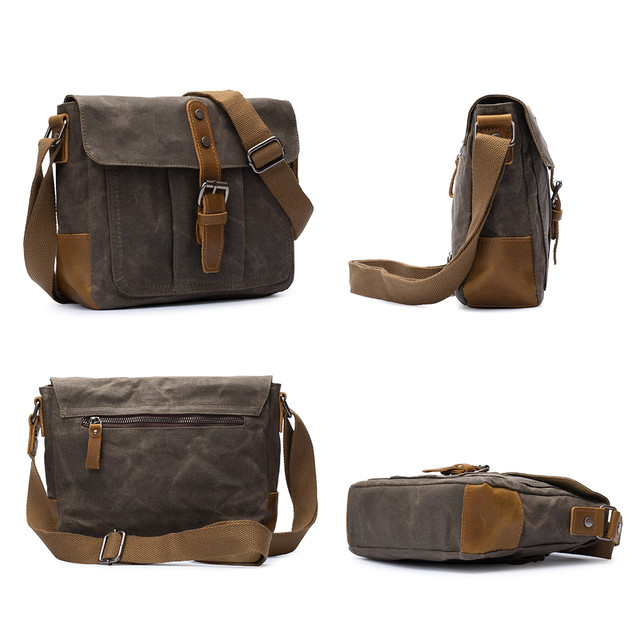 Фото чоловічої сумки через плече зеленого кольору хакі Фото чоловічої сумки через плече зеленого кольору хакі