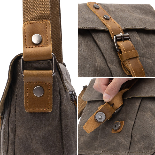 Фото чоловічої сумки через плече зеленого кольору хакі Фото чоловічої сумки через плече зеленого кольору хакі