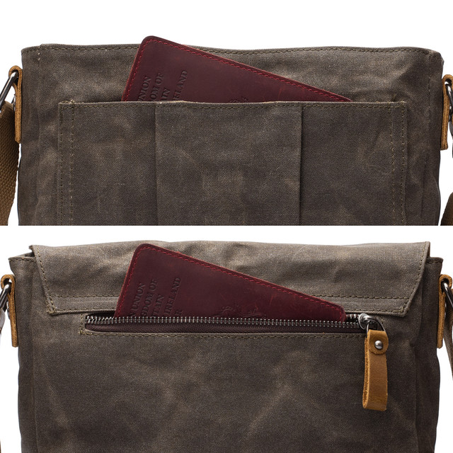 Фото чоловічої сумки через плече зеленого кольору хакі Фото чоловічої сумки через плече зеленого кольору хакі