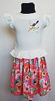 Платье на девочку Колибри 98 104,110,116, см белый+розовый