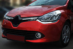 Накладки на решітку радіатора OmsaLine (2 шт, нерж.) Хром для Renault Clio IV 2012-2019 рр
