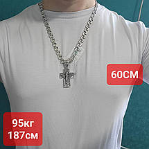 Комплект двосторонній хрест Архангел Михаїл та розп`яття із ланцюжком бісмарк срібло 925 проби, фото 6