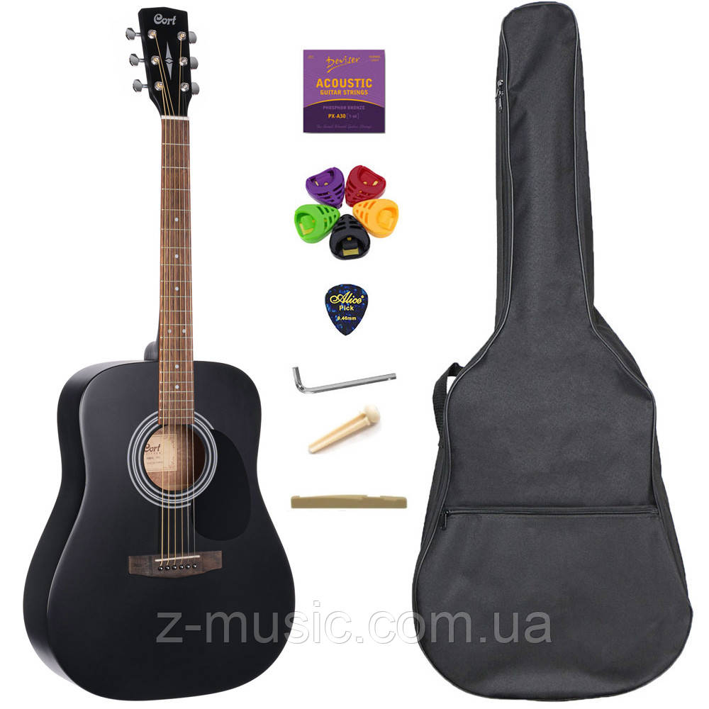 Гітара акустична Cort AD810 BKS (Black Satin) (комплект), фото 1