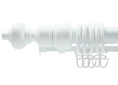 Карниз трубчастий білий подвійний (товщина 28 мм. з кронштейни, кільця, гачки в комплектації)