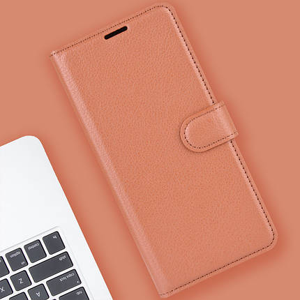Шкіряний чохол-книжка Lichee для Motorola G53 коричневий, фото 1