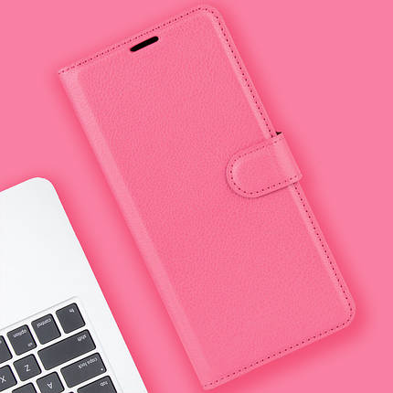 Шкіряний чохол-книжка Lichee для Motorola G53 малиновий, фото 1
