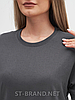 48,50,52,54,56. Жіноча базова однотонна футболка з м'якого та приємного бавовняного матеріалу - темно-сіра, фото 4