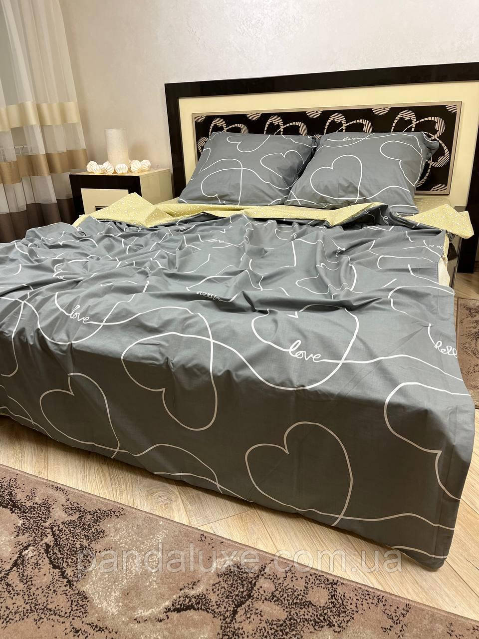 Постільна білизна бавовна бязь голд gold lux комплект Серця Love