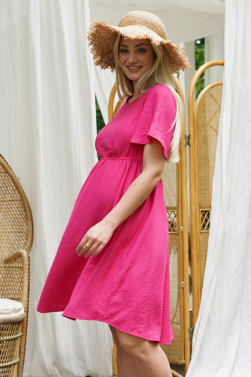 Малинова сукня для вагітних і годуючих мам із секретом для годування з гіпоалергенної тканини, 5449711-М
