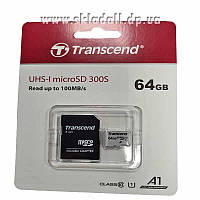 Карта памяти micro-SDXC 64Gb (UHS-1) Transcend 300S 95Mb/s+адаптерSD