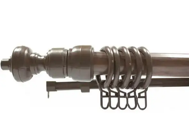 Карниз трубчастий подвійний Горіх (товщина 28 мм. з кронштейни, кільця, гачки в комплектації)
