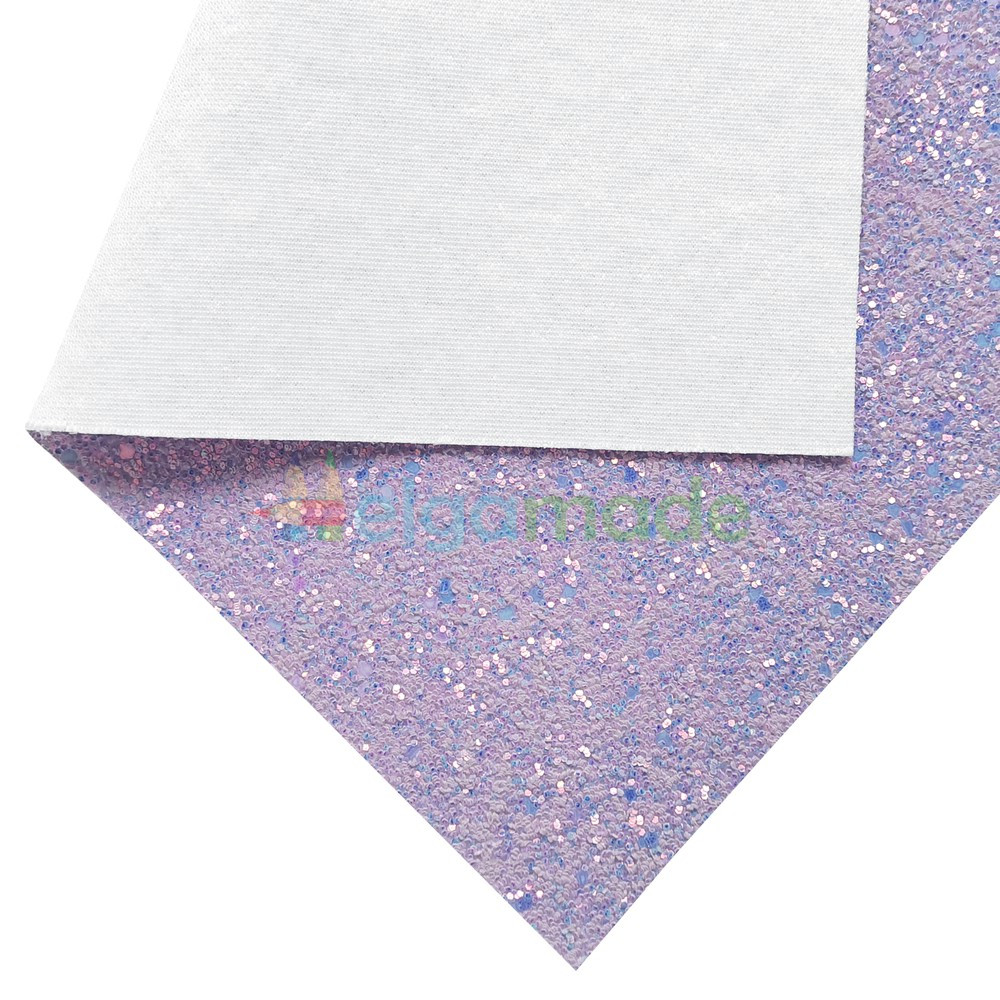 Кожзам з крупними блискітками ЛАВАНДОВИЙ перламутр, 20х26 см, Китай, фото 1