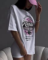 Женская универсальная футболка свободного кроя с крутым принтом; размер: 42-46 универсальный