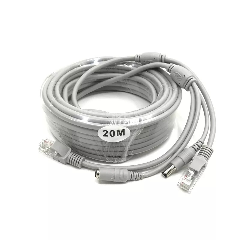 Кабель Ethernet RJ45+живлення постійного струму 20 метрів. CCTV кабель RJ45. Штекера для камери відеоспостереження, фото 1
