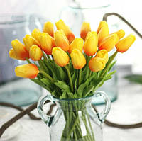 Искусственные тюльпаны 5 штук 34 см оранжевый