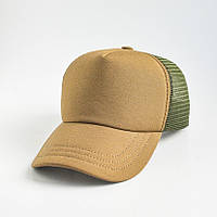 Повседневня летняя мужская бейсболка с сеткой KENT&AVER кепка тракер койот хаки