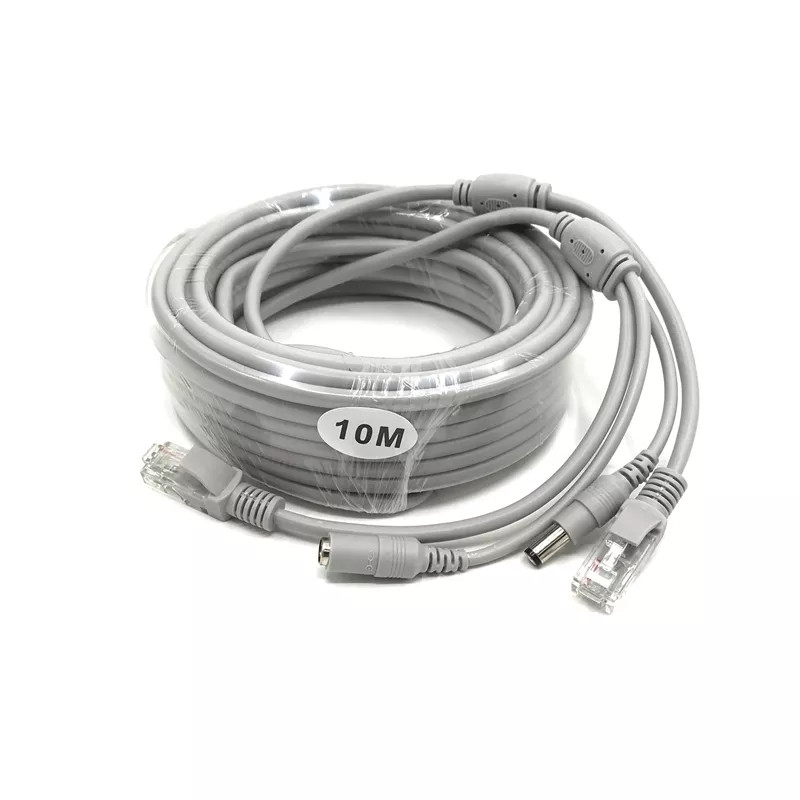 Кабель Ethernet RJ45+харчування постійного струму 10 метрів. CCTV кабель RJ45. Штекера для камери відеоспостереження, фото 1