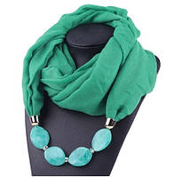 Жіночий шарф зелений з намистом - довжина шарфа 150см, ширина 60см, змішаний бавовна