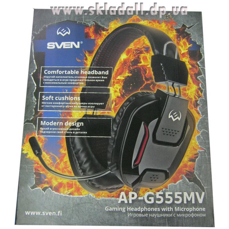 Навушники з мікрофоном Sven AP-G555MV black-red; Gaming;Jack2*3.5mm