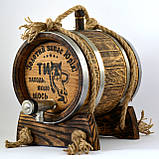 Дубова бочка 5 л. для витримки спиртних напоїв: віскі, вина, коньяку, бренді. Безплатно покриття воском., фото 2