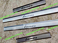 Накладки на пороги DAEWOO LANOS *1997+ Део Ланос премиум комплект нержавейка 4штуки