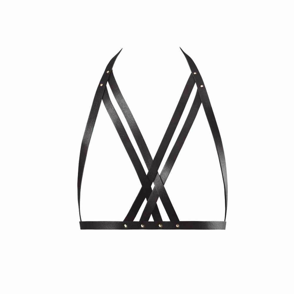 Портупея еротична жіноча Bijoux Indiscrets MAZE — Halter Bra Harness Black, фото 1