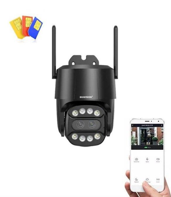 Охоронна поворотна 4G+Wi-Fi IP камера спостереження Boavision D4W4MP4G-S. CamHi Pro, фото 1