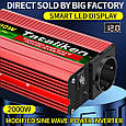 Автомобільний інвертор 12 V 220 V Tataliken Power Inverter DC to AC 12 V to 220 V 2000 W max, фото 5
