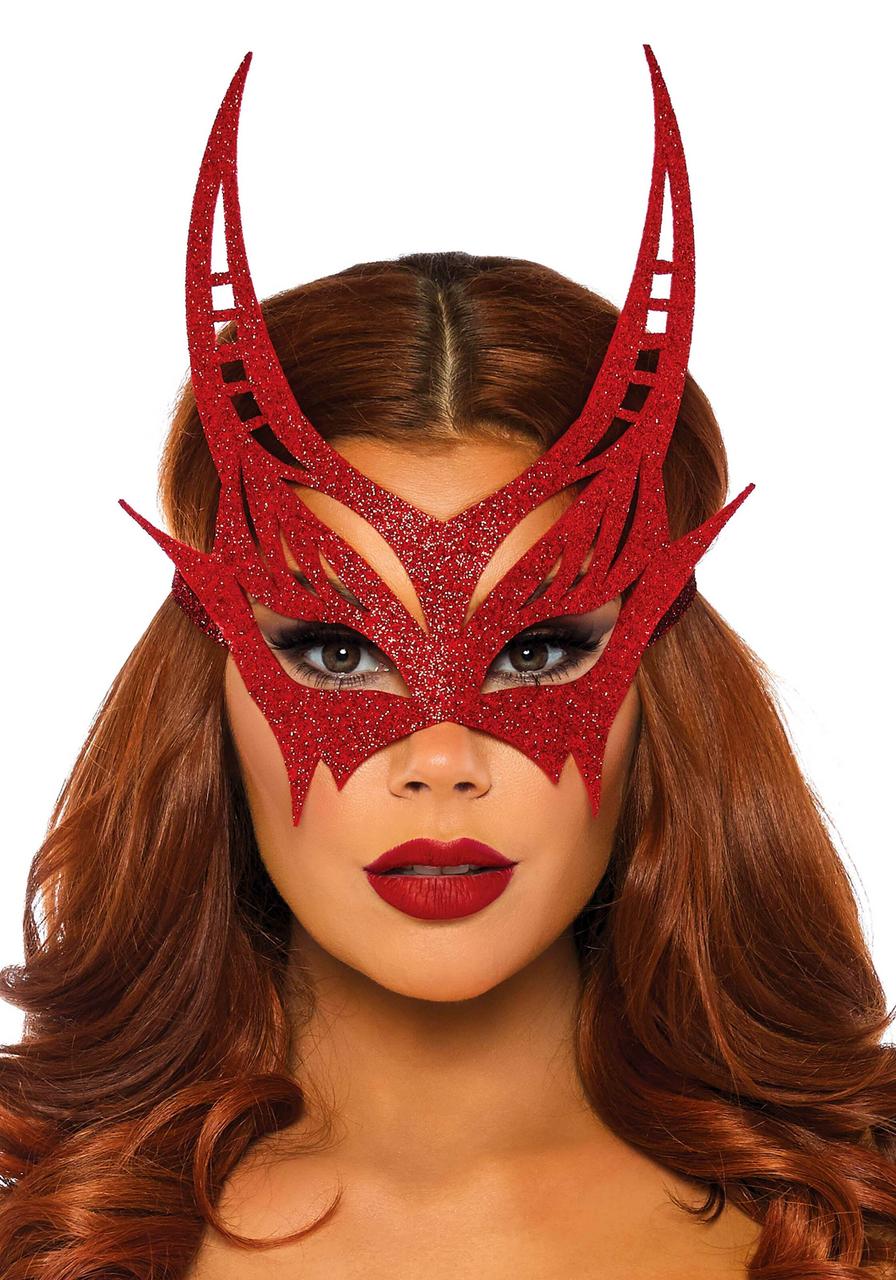 Маска на очі диявола червона Leg Avenue Glitter devil mask O/S, фото 1