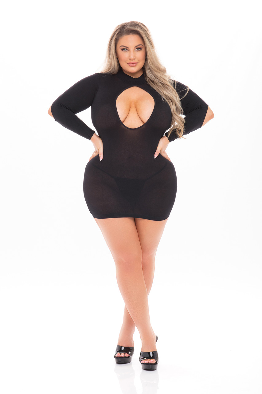 Плаття міні еротичне чорне з відкритою спиною DEVILISH BACKLESS DRESS BLACK, PLUS SIZE