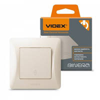 Вимикач одноклавішний Videx Binera кремовий прохідний (VF-BNSW1P-CR)