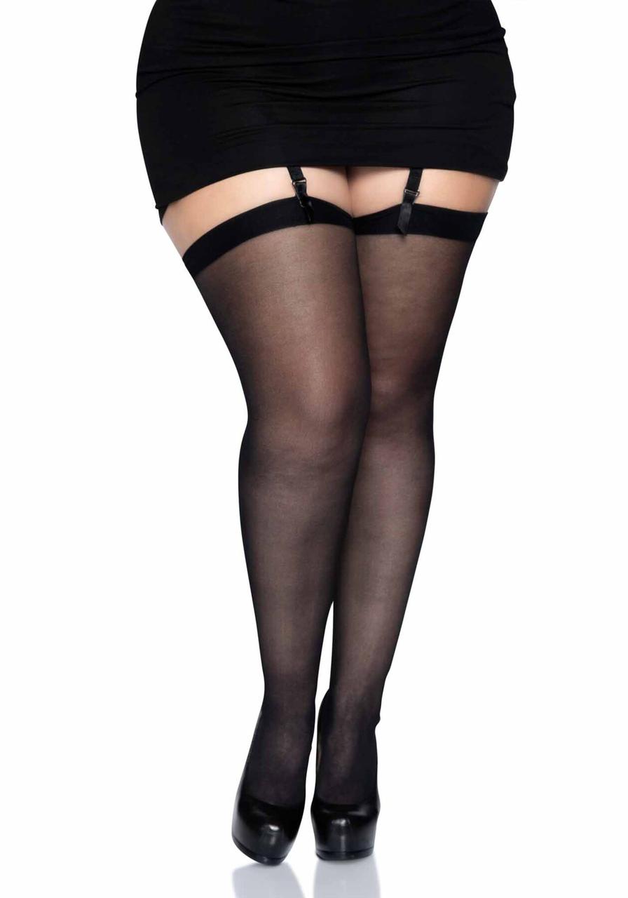 Панчохи чорні Leg Avenue Sheer Stockings + PLUS SI Black, фото 1