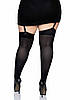 Панчохи чорні Leg Avenue Nylon Thigh Highs + PLUS SI Black, фото 2