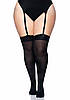 Панчохи чорні Leg Avenue Nylon Thigh Highs + PLUS SI Black, фото 4