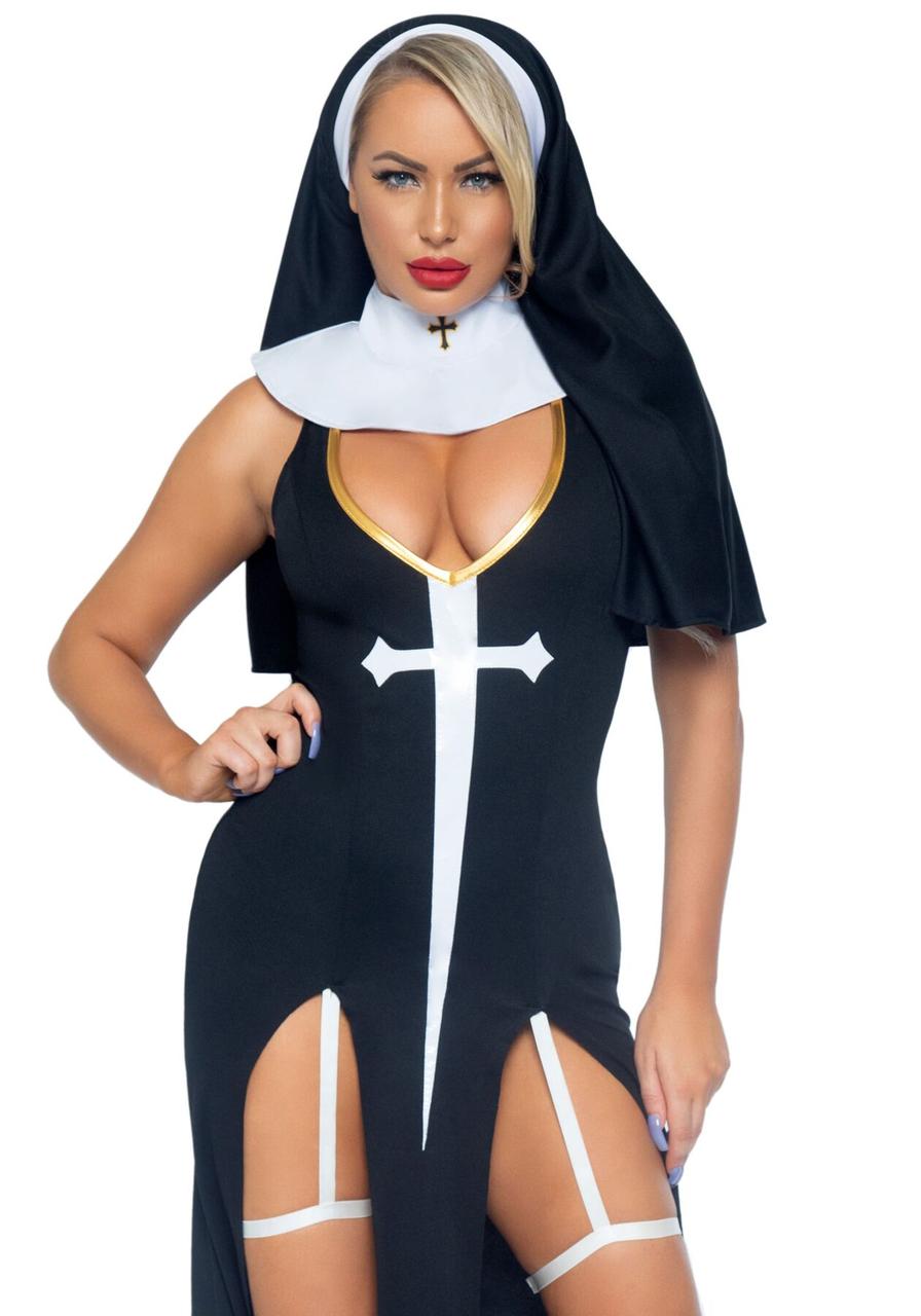 Ролевий костюм-монашки Leg Avenue Sultry Sinner L Black/White