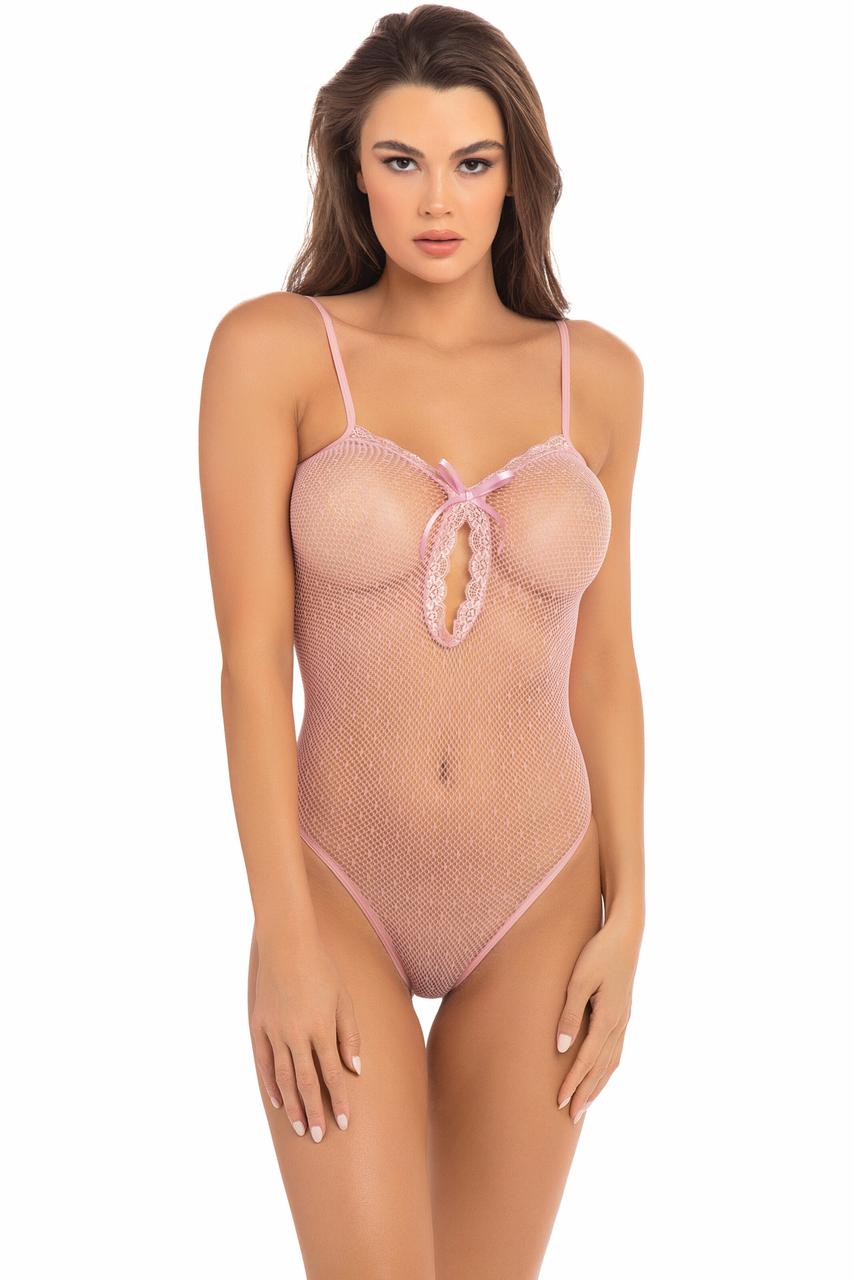 Боді еротичне жіноче в сітку UNDONE SEE THROUGH BODYSUIT PINK, OS