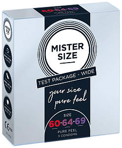 Презервативи набір Mister Size — pure feel — 60-64-69 (3 condoms), 3 розміри, товщина 0,05 мм