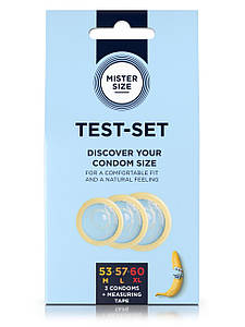 Презервативи набір Mister Size test-set 53-57-60, 3 розміри + лінійка, товщина 0,05 мм