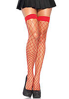 Панчохи велика сітка червоні Leg Avenue Fence Net Thigh Highs OS Red