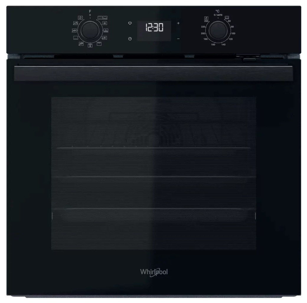 Whirlpool Духова шафа електрична, 71л, A+, дисплей, конвекція, телескопічні напрямні, чорний