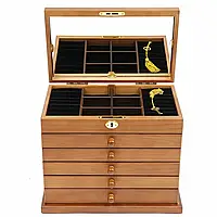 6 уровней шкафов для ювелирных изделий Коробка для хранения ювелирных изделий Браслеты Ожерелья Кольца