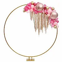 Свадебная арка металлическая круглое кольцо арка из воздушных шаров 2 м золото круглые воздушные шары банты