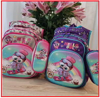 Детский школьный 4D рюкзак портфель для девочек Пингвин ранец для школы с пеналом в комплекте