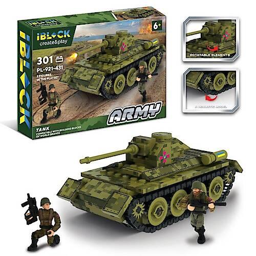 Конструктор IBLOCK PL-921-431 ARMY 301деталь., технологія українською мовою, наклейки комплект коробці