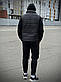 Чоловічий спортивний костюм демі з жилеткою, кофта на змійці, штани (двохнитка), жилетка, чорний., фото 4