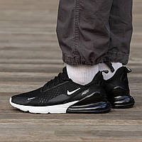 Мужские кроссовки Nike Air Max 270 Black/White (чёрные с белым) лёгкие удобные спортивные кроссы сетка И1339